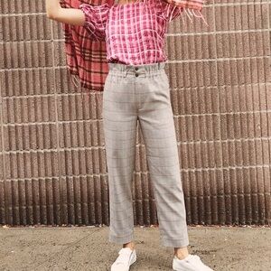 Madewell Paperbag Tapered Pants in Glen Plaid size 0